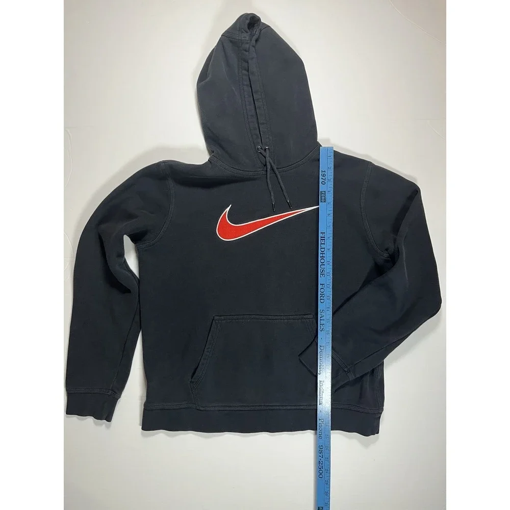 Vintage Y2K Nike Pullover Hoodie Center Swoosh Embroidered‎ Retro Black Large